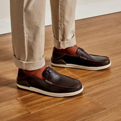 Men Leather | Olukai Kākaha Leather Slip-On Shoes - Dark Java