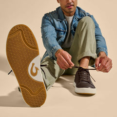 Men Water-Friendly | Olukai Lae‘ahi Lī ‘Ili Leather Sneakers - Dark Java