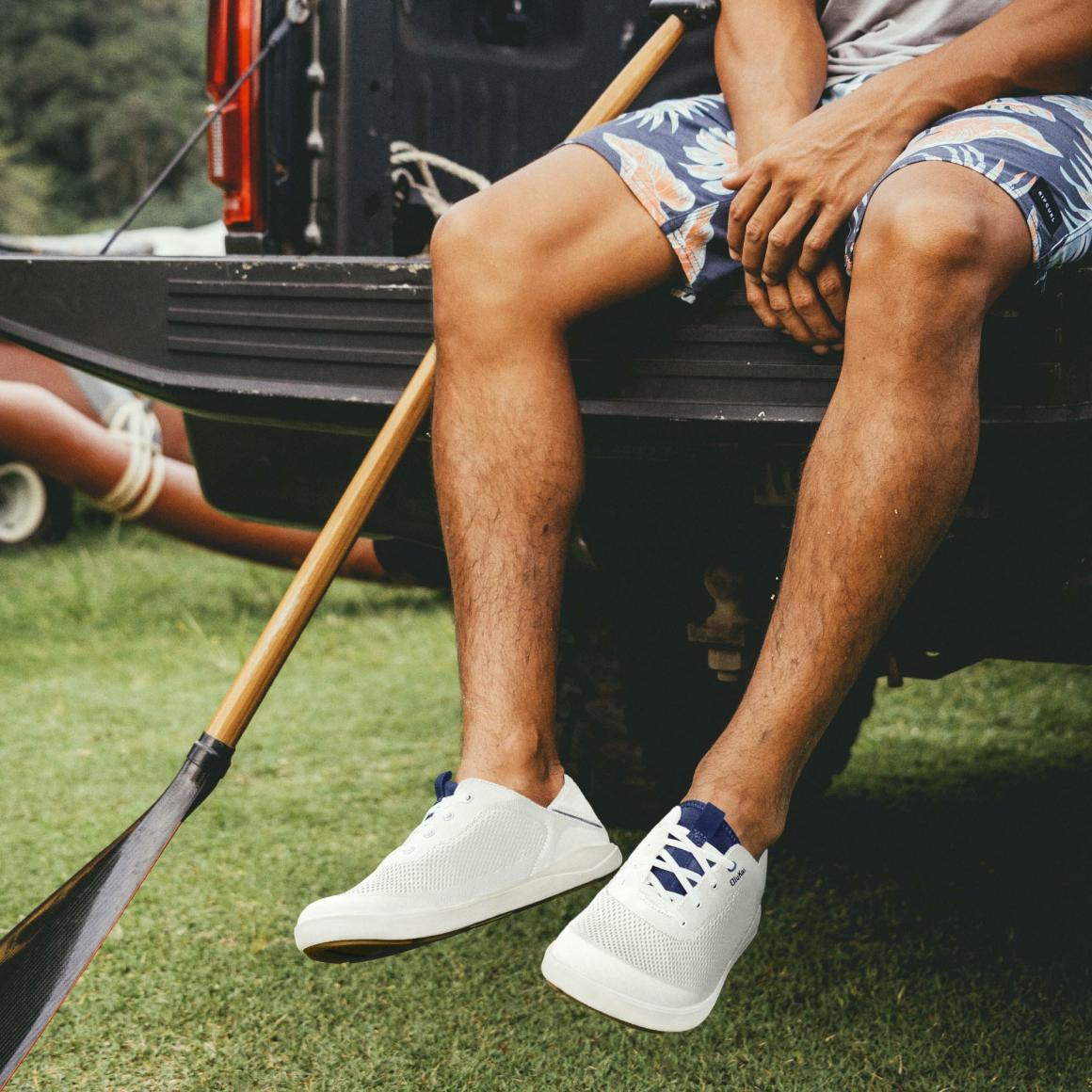 Men Boat Shoes | Olukai Moku Pae Boat Shoes - Bright White / Pacifica