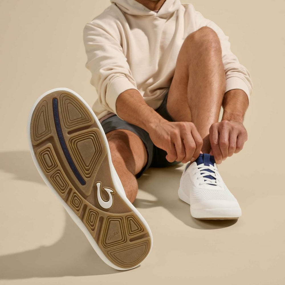 Men Boat Shoes | Olukai Moku Pae Boat Shoes - Bright White / Pacifica
