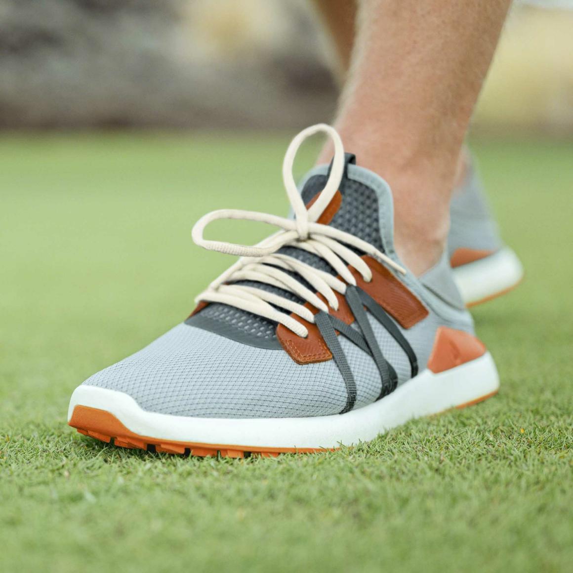 Men Golf | Olukai Manele Breathable Golf Shoes - Pale Moss / Molten Orange