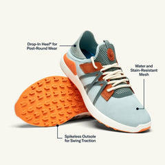 Men Golf | Olukai Manele Breathable Golf Shoes - Pale Moss / Molten Orange
