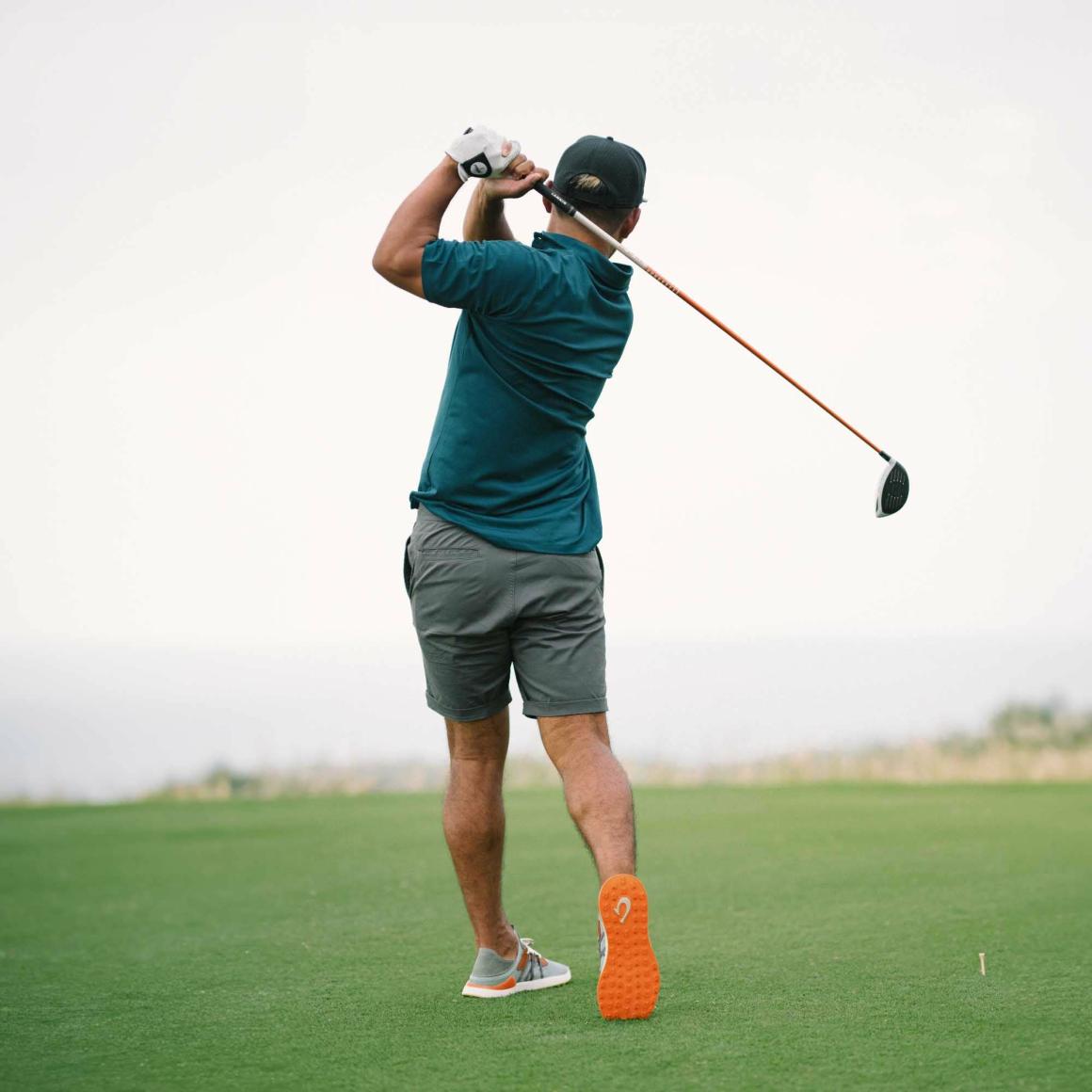 Men Golf | Olukai Manele Breathable Golf Shoes - Pale Moss / Molten Orange