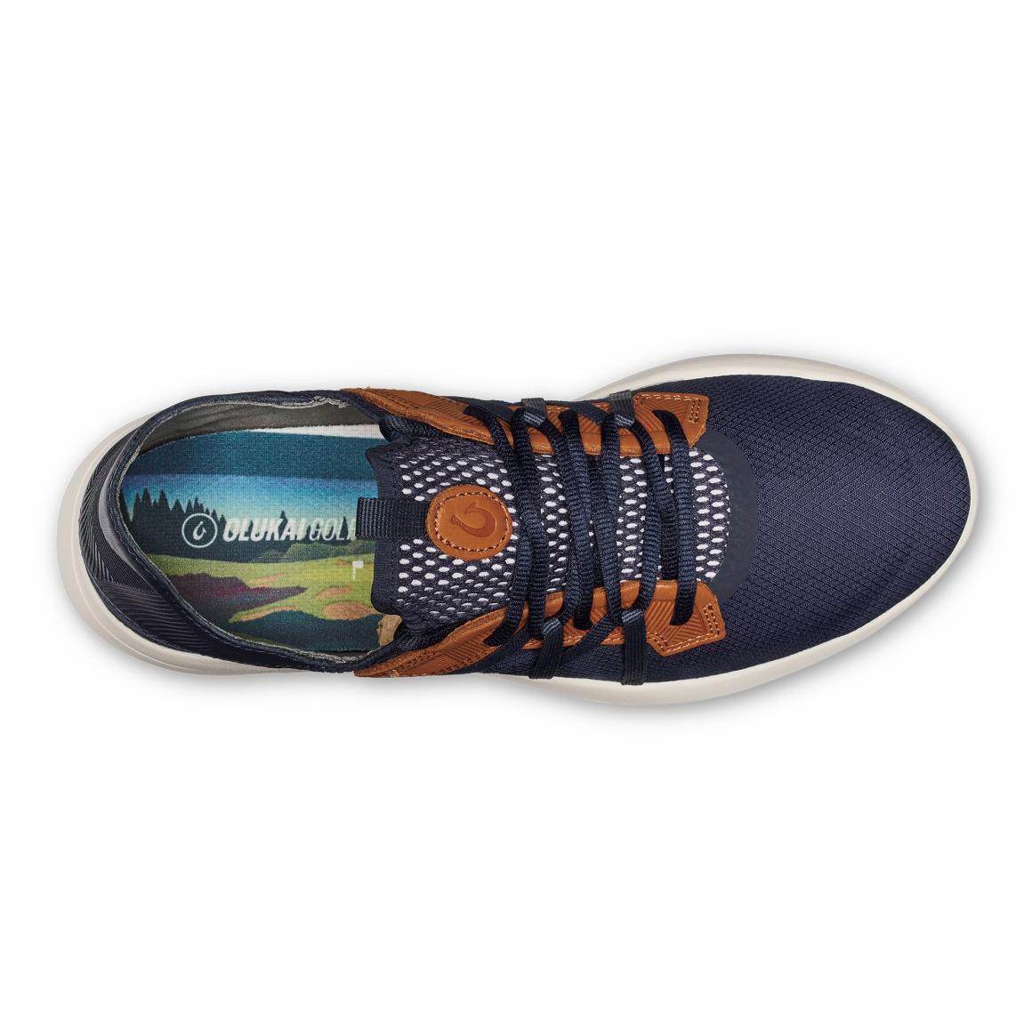 Men Golf | Olukai Manele Breathable Golf Shoes - Trench Blue