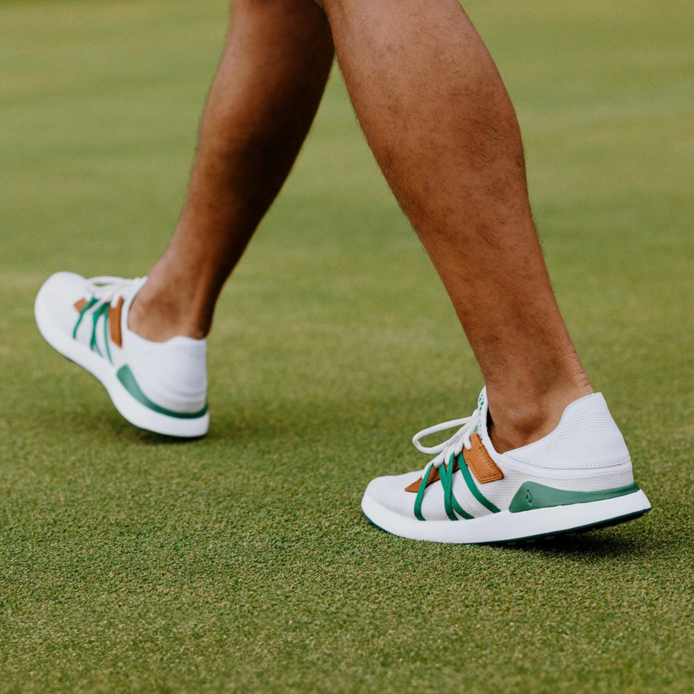 Men Golf | Olukai Manele Breathable Golf Shoes - White / Bamboo