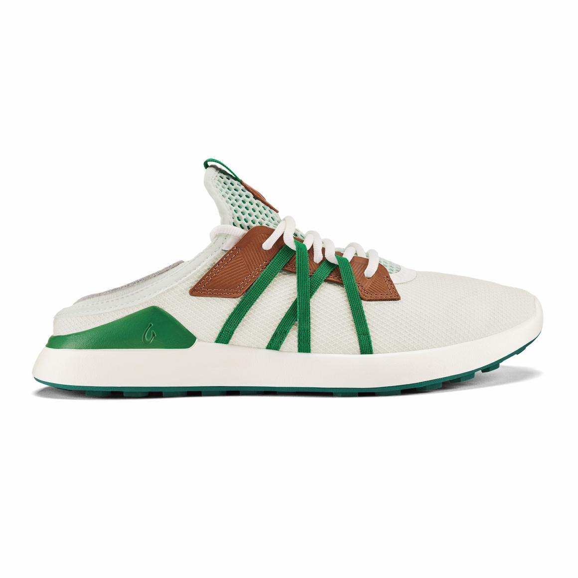 Men Golf | Olukai Manele Breathable Golf Shoes - White / Bamboo