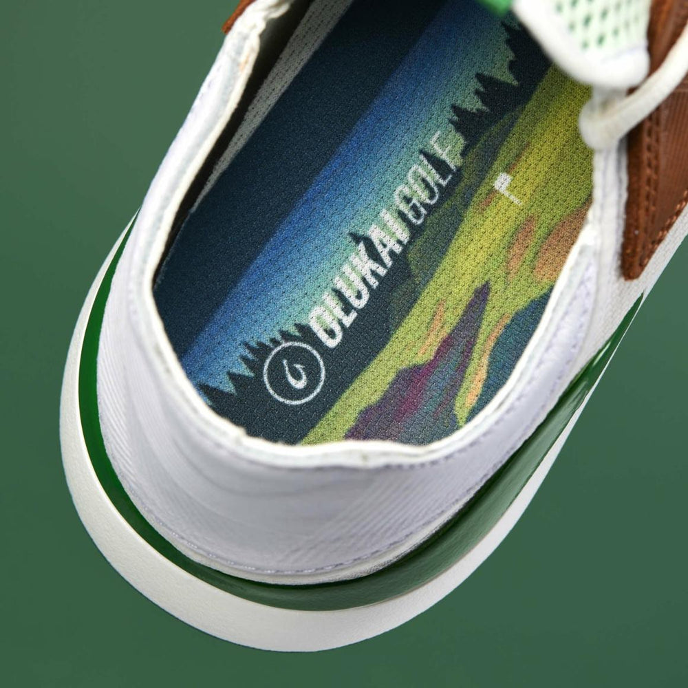 Men Golf | Olukai Manele Breathable Golf Shoes - White / Bamboo