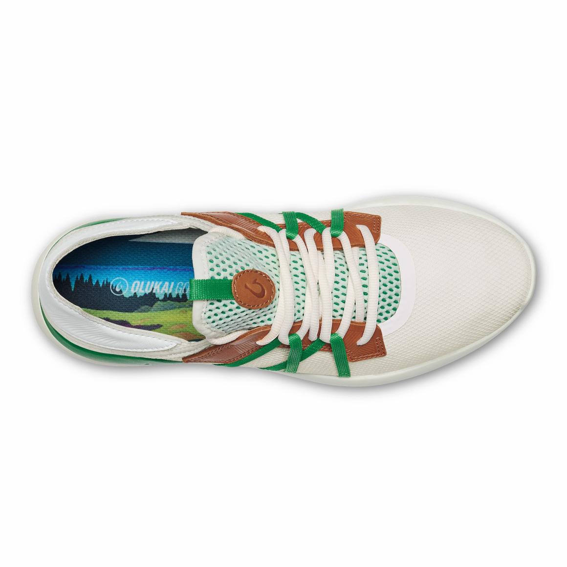 Men Golf | Olukai Manele Breathable Golf Shoes - White / Bamboo