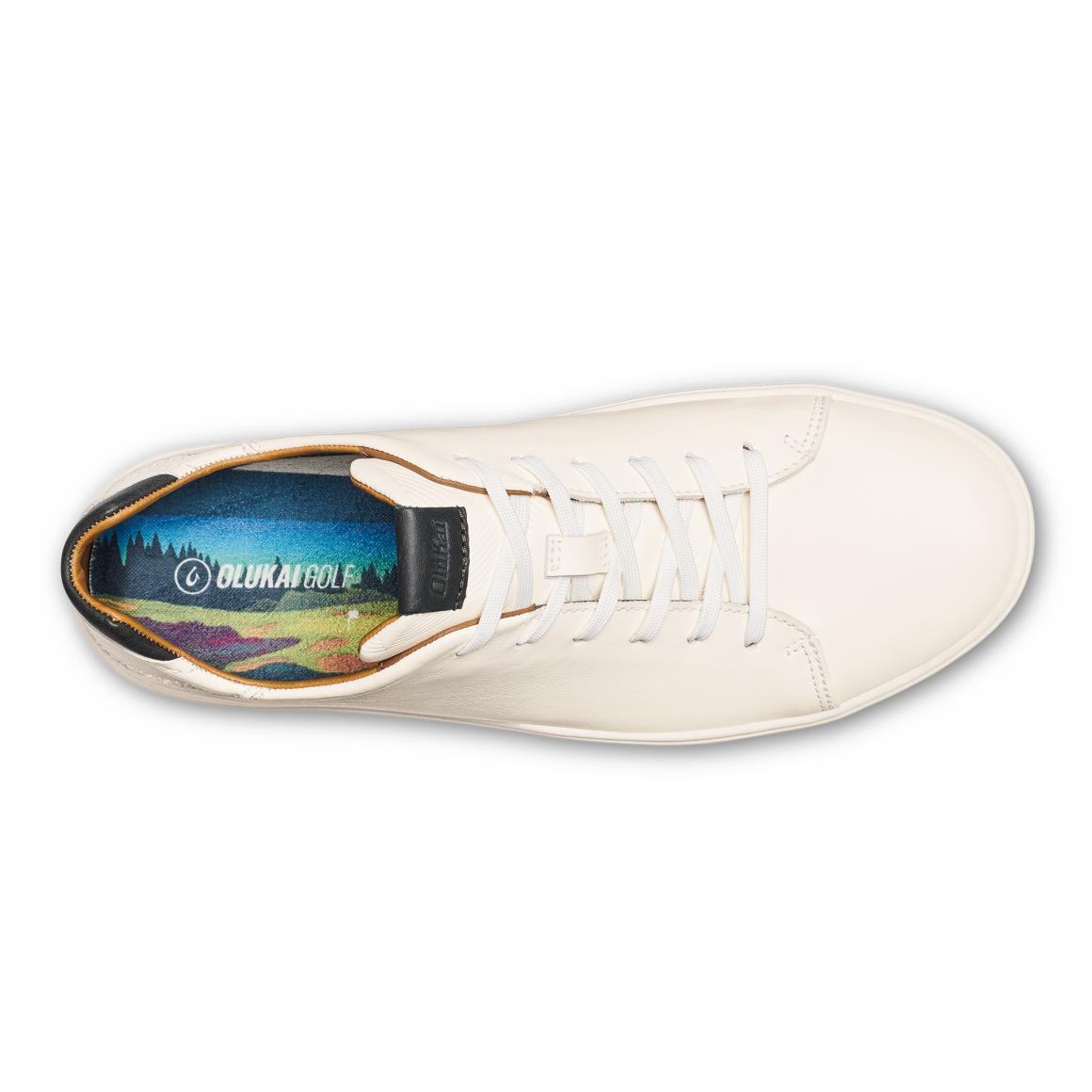 Men Golf | Olukai Wai‘alae Waterproof Leather Golf Shoes - White