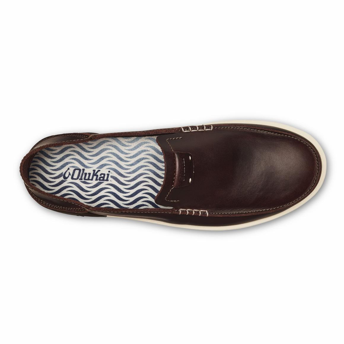 Men Leather | Olukai Kākaha Leather Slip-On Shoes - Dark Java