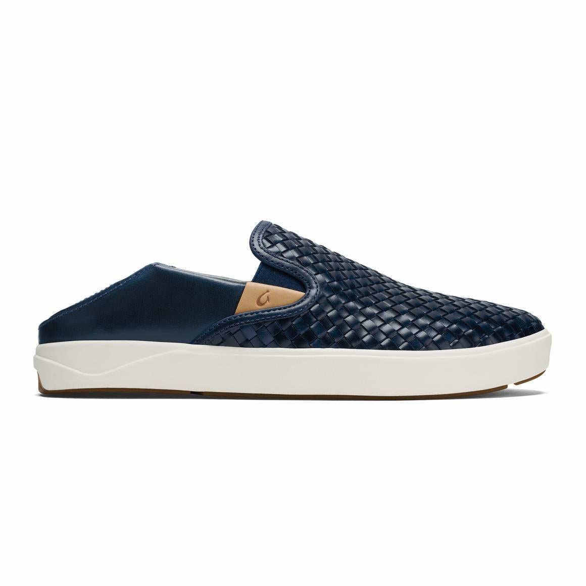 Men Leather | Olukai Lae‘ahi Lauhala Leather Slip-Ons - Trench Blue