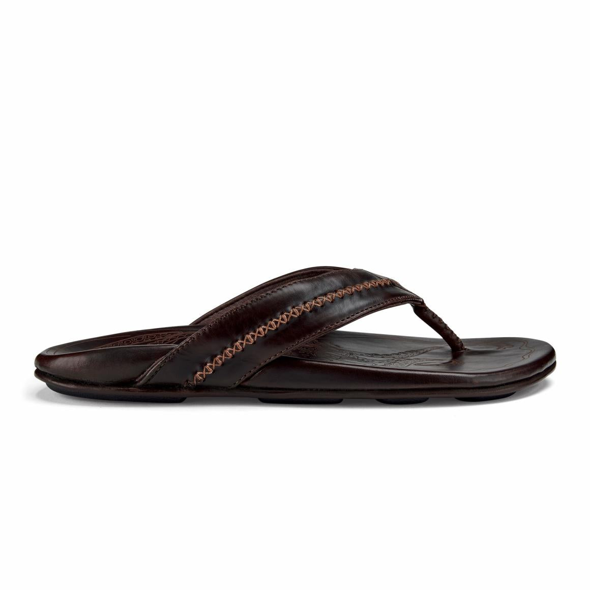 Men Leather | Olukai Mea Ola Leather Beach Sandals - Dark Java