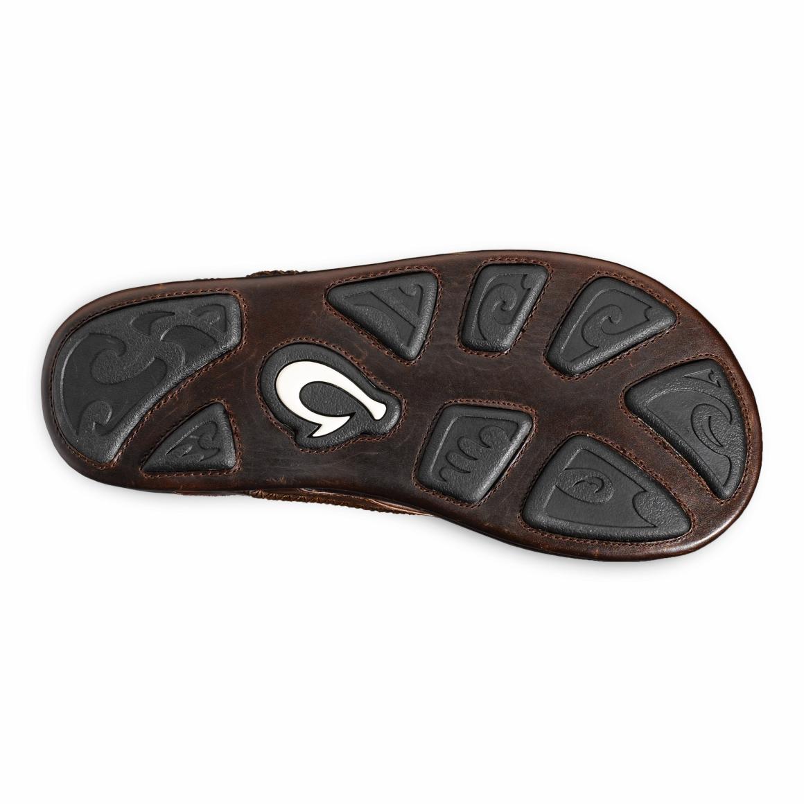 Men Leather | Olukai Mea Ola Leather Beach Sandals - Dark Java
