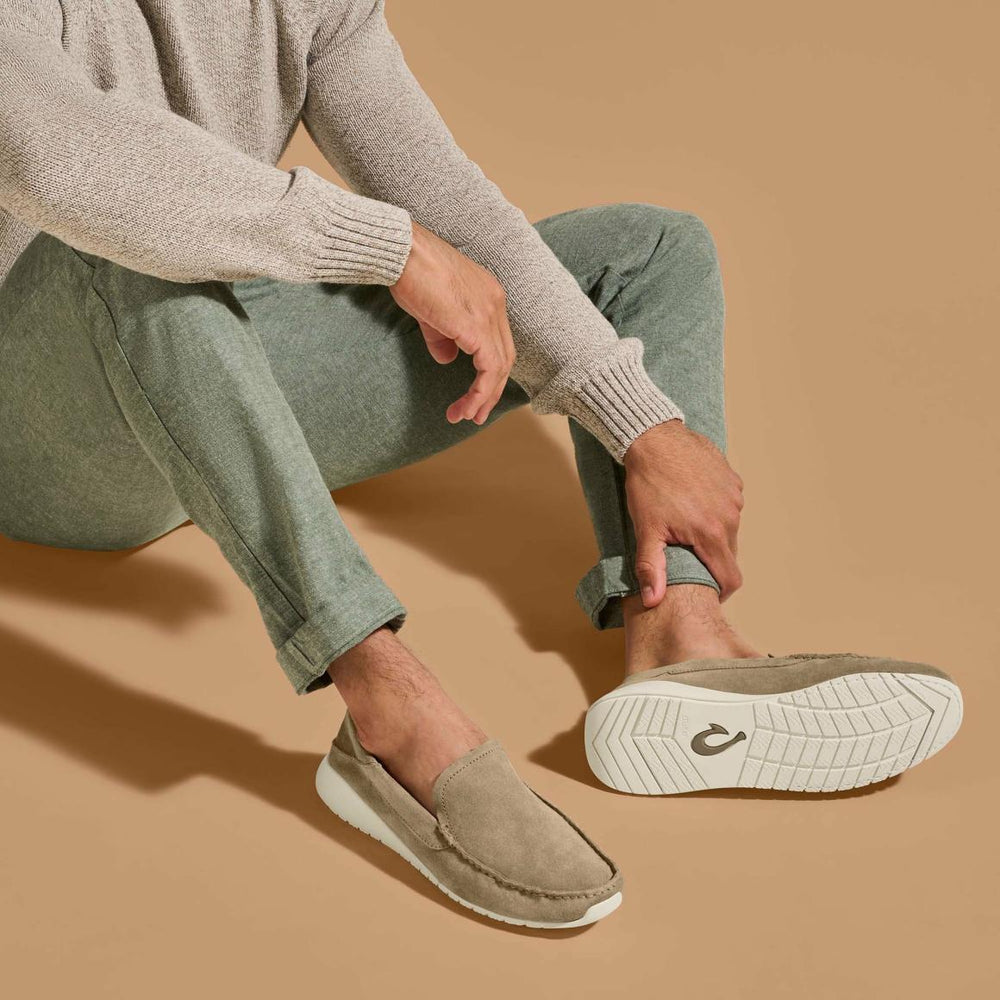Men Slip-On | Olukai Ka‘a Loafer Italian Suede Shoes - Oatmeal