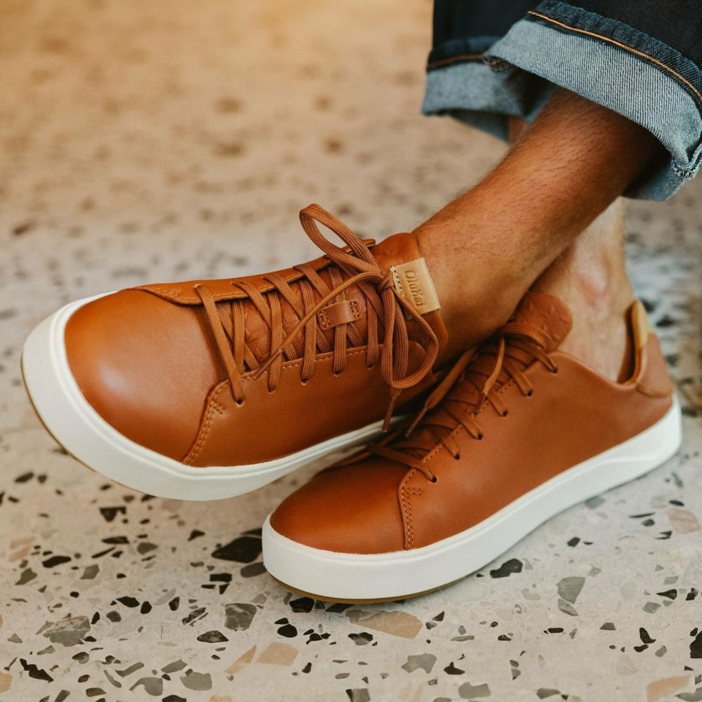 Men Sneakers | Olukai Lae‘ahi Lī ‘Ili Leather Sneakers - Kukui Brown