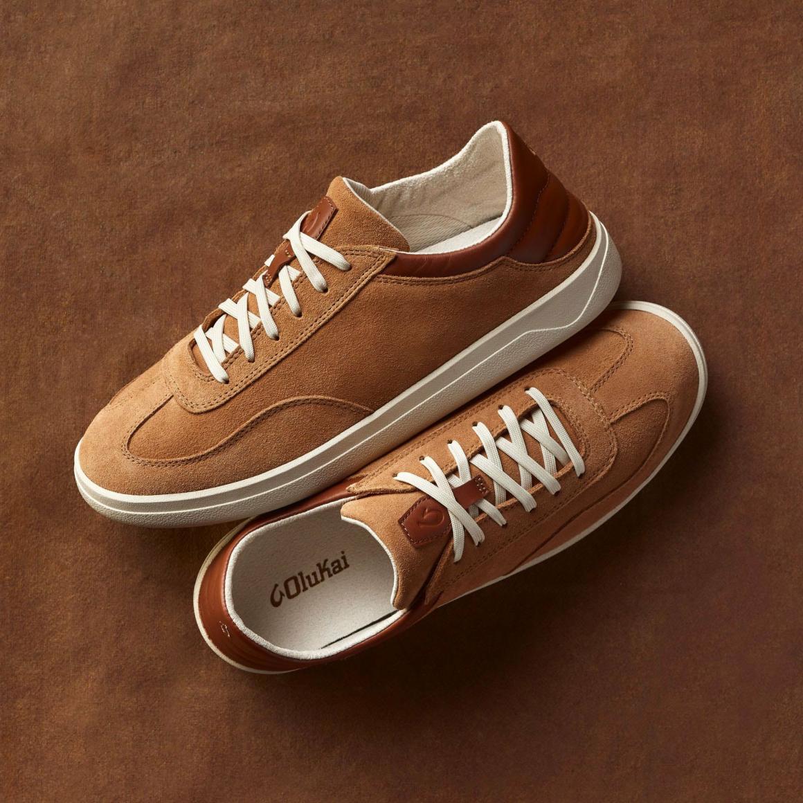 Men Sneakers | Olukai Pūnini Suede Leather Sneakers - Tan / Toffee