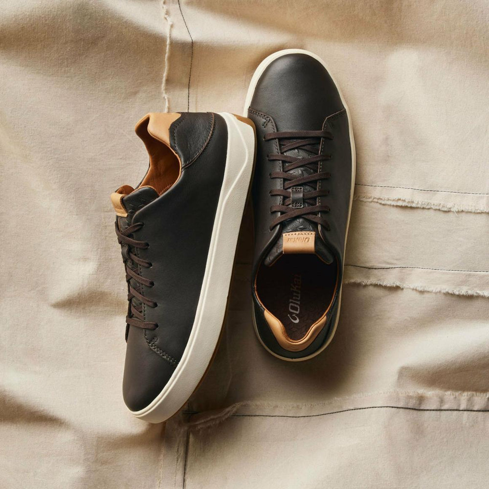 Men Water-Friendly | Olukai Lae‘ahi Lī ‘Ili Leather Sneakers - Dark Java