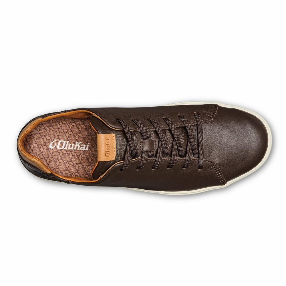 Men Water-Friendly | Olukai Lae‘ahi Lī ‘Ili Leather Sneakers - Dark Java