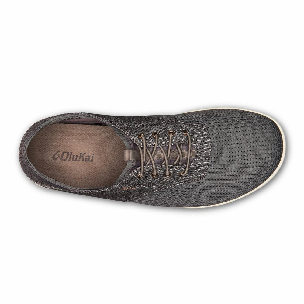 Men Water-Friendly | Olukai Nohea Moku Boat Shoes - Charcoal / Clay