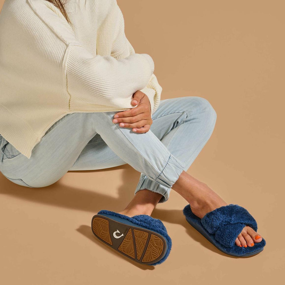 Women Cold Weather | Olukai Hila Heu Slide Slipper Sandals - Moonlit Ocean