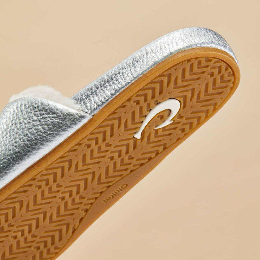 Women Cold Weather | Olukai Kōnea Leather Slipper Mules - Silver &ndash; OluKai