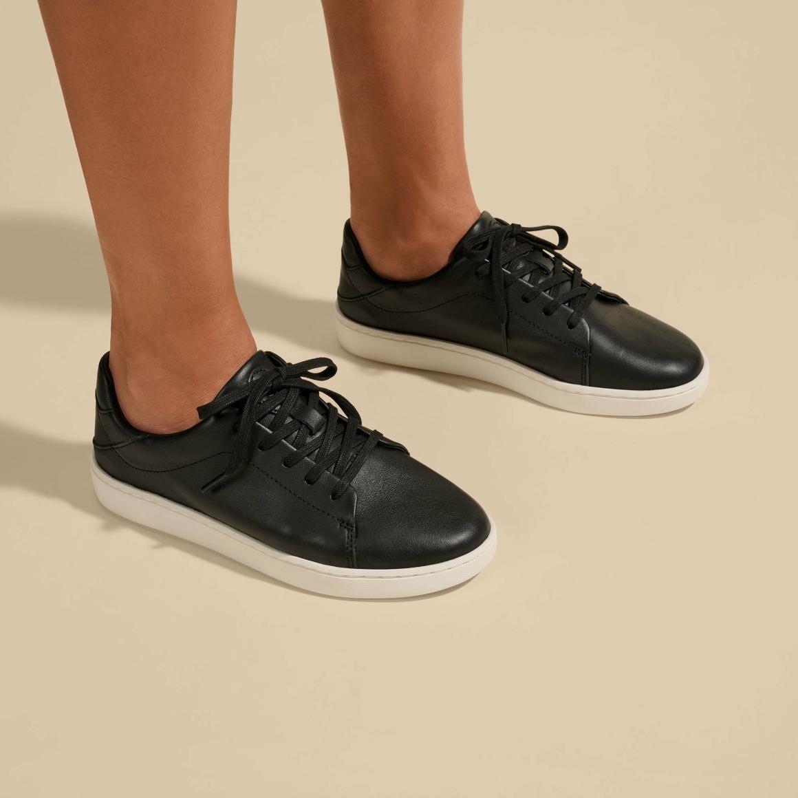 Women Leather | Olukai Pehuea Lī ‘Ili Leather Sneakers - Black