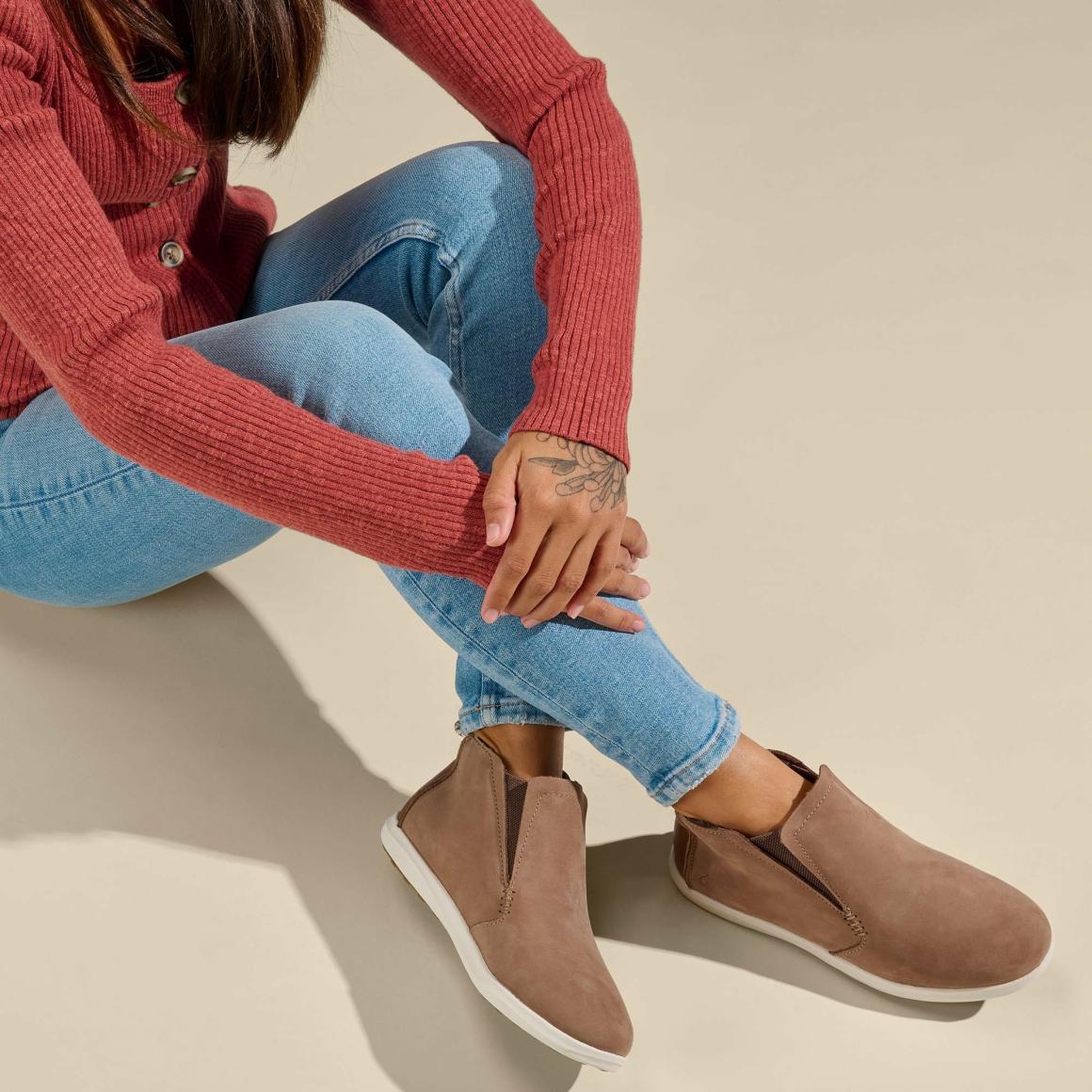 Women Waterproof | Olukai Hawai‘iloa Manu Hope Booties- Taupe Grey / Off White