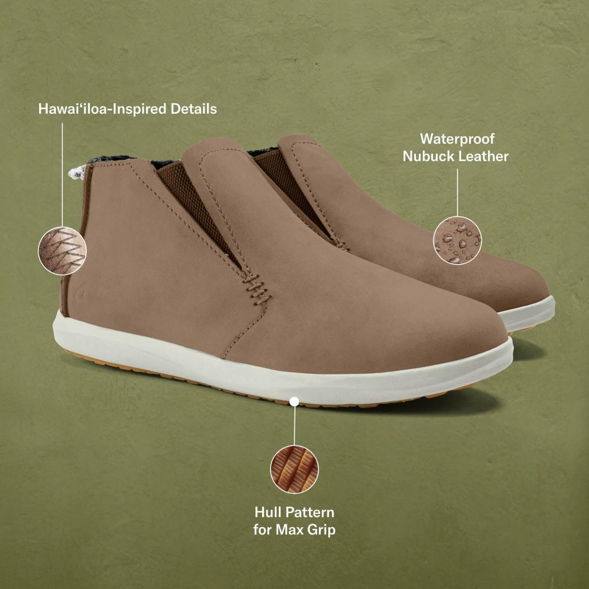 Women Waterproof | Olukai Hawai‘iloa Manu Hope Booties- Taupe Grey / Off White